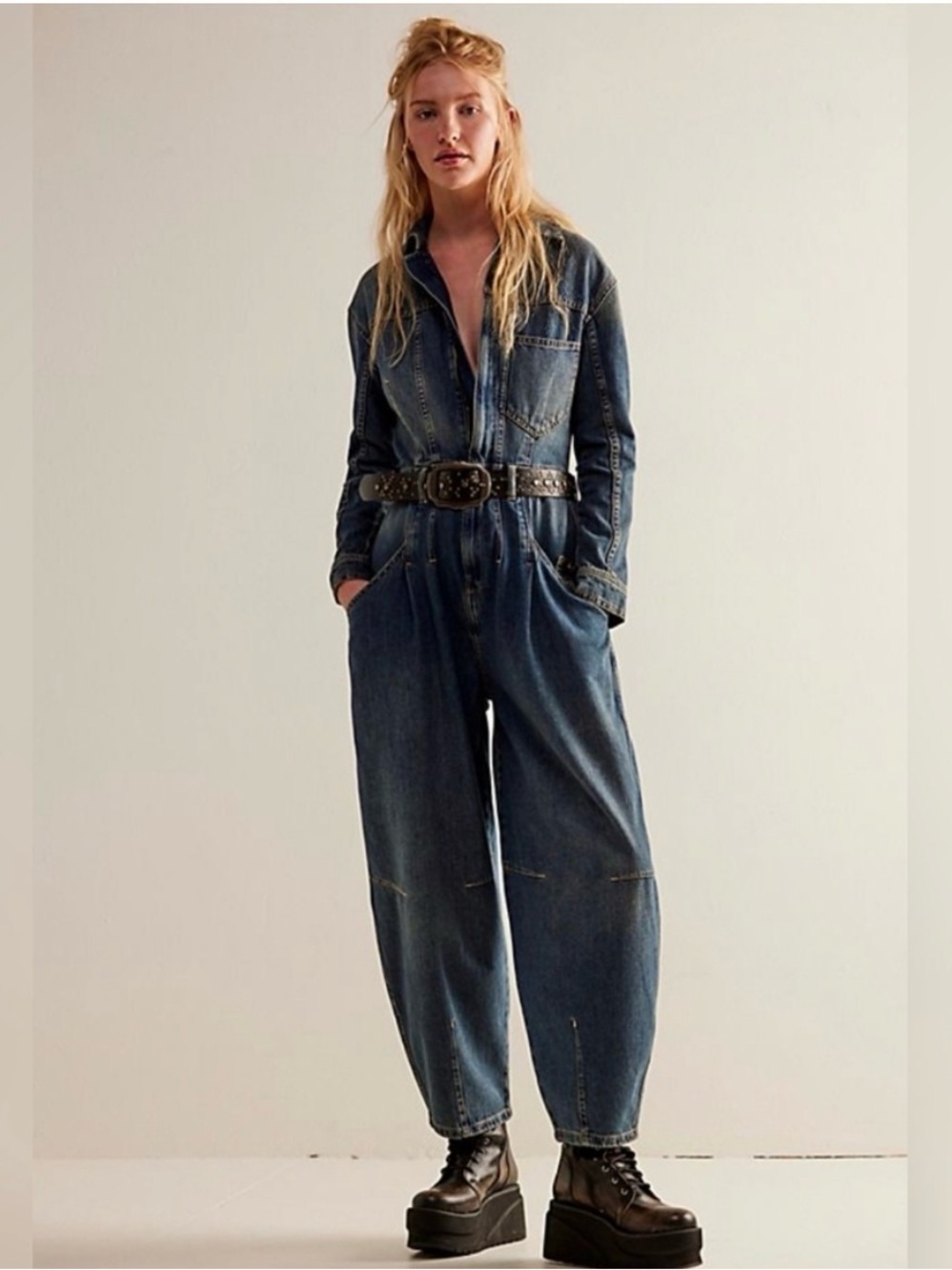 Free People We The Free CRVY Roulette Barrel Jumpsuit